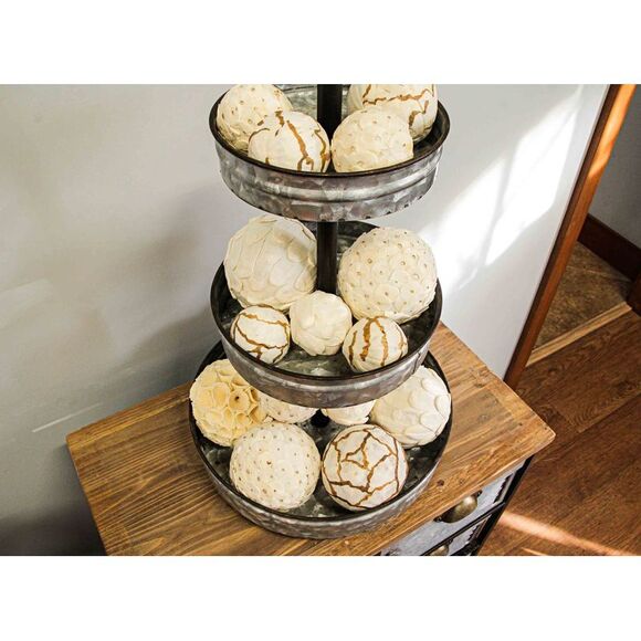 18 Piece Natural White and Brown Exotic Dried Organic Decor Balls - Picture 4 of 7